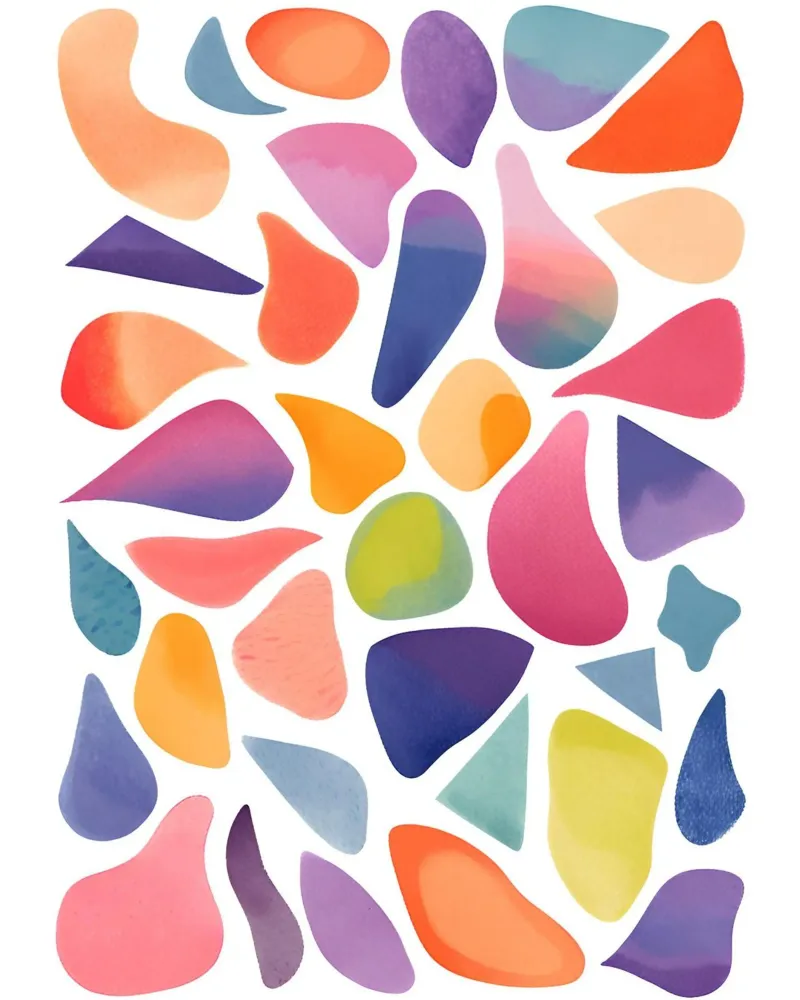 Bunte Kleckse Poster mit Aluminium Rahmen von designsbysophia
