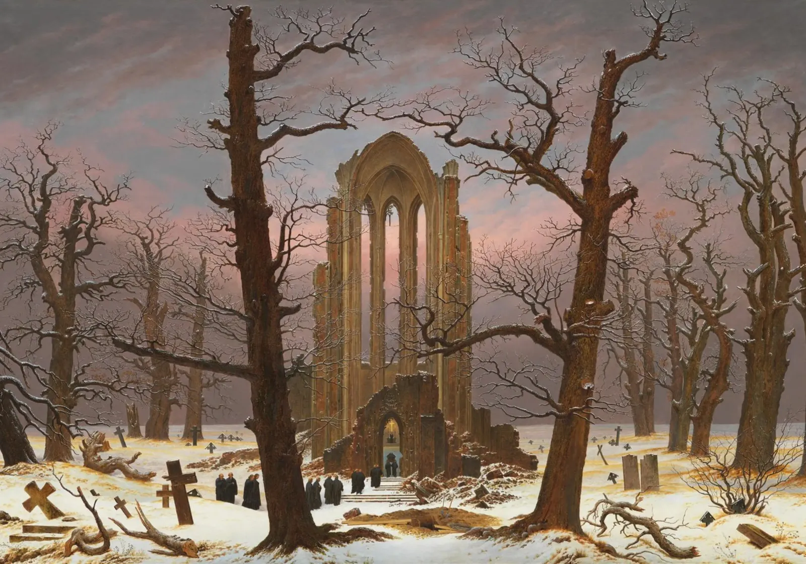 Caspar David Friedrich - Cimitero monastico innevato pellicola backlit da Timeless Artworks