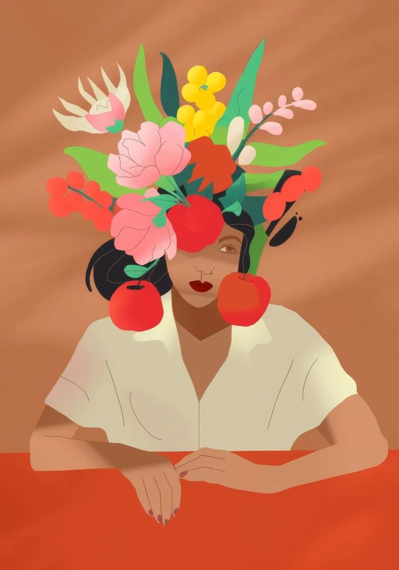 Bloemetjeshoofdstuk canvas van Artie Shifa