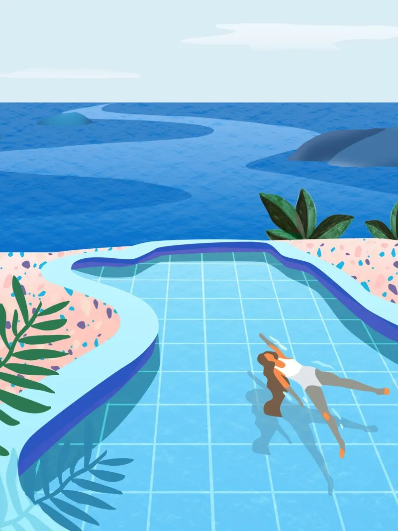 Ragazza in piscina carta hahnemühle da PetrArts