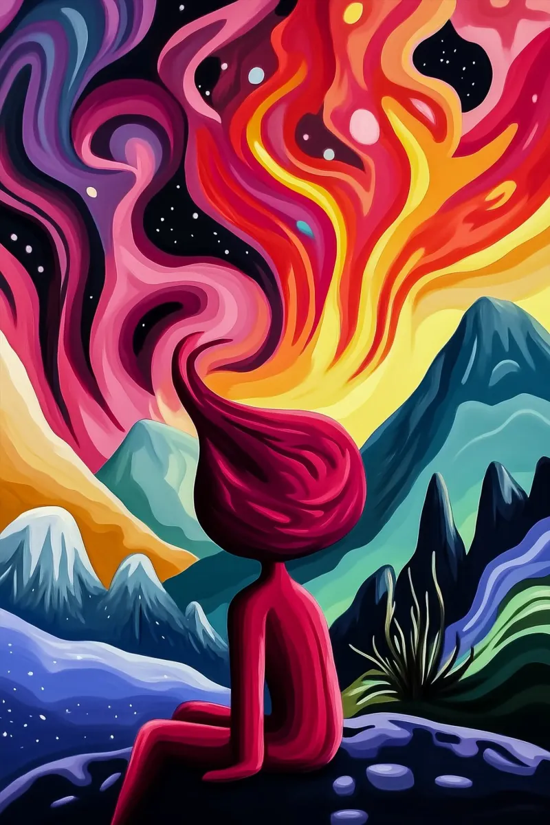 Flussi cosmici di pensiero poster con telaio in legno da melipo-art