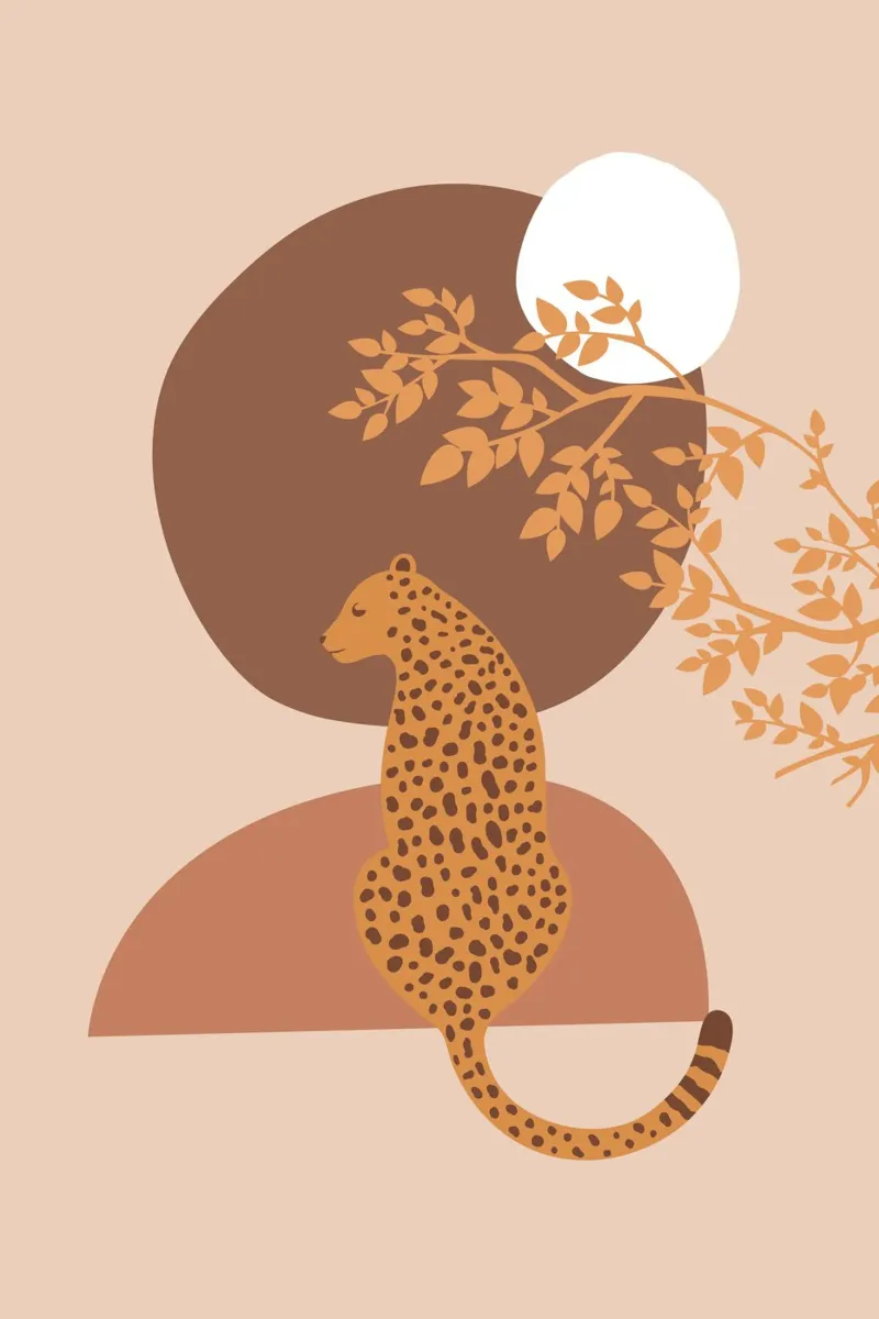 Neutral Cheetah Mid Century Art alu-dibond by pdigitalprints
