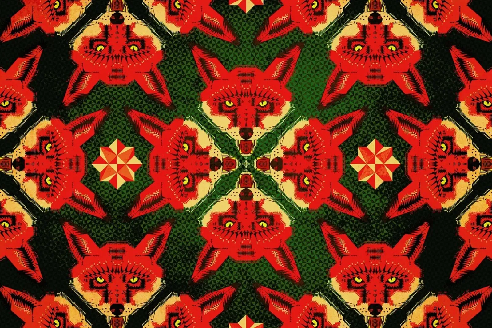 Geometric Fox Pattern tela da Chobopop