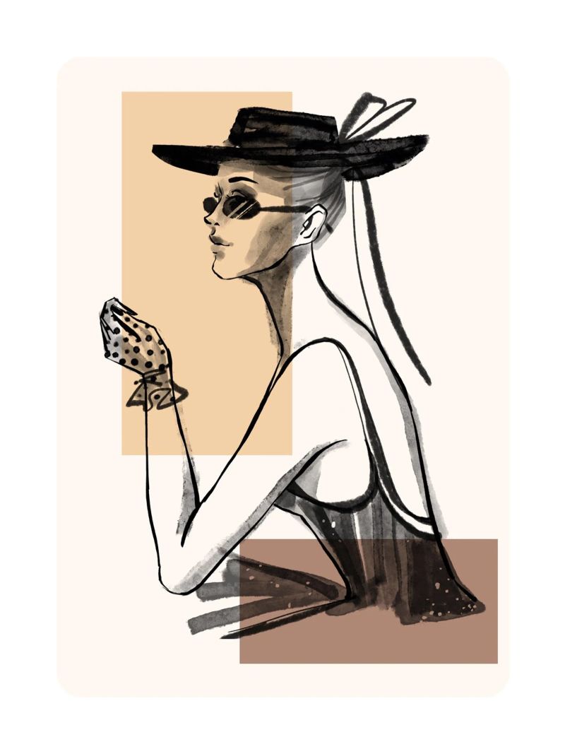 Woman with geometric shapes in the background poster by ArtDesign by KBK