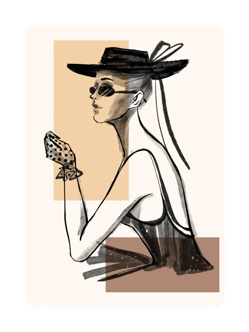 Donna con forme geometriche sullo sfondo poster da ArtDesign by KBK