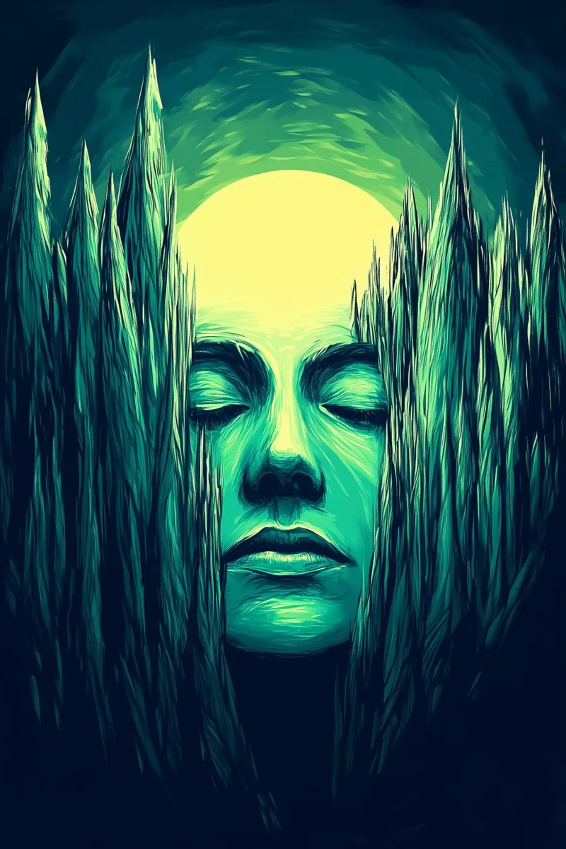 L'esprit endormi entre forêt et clair de lune poster avec cadre en plastique de melipo-art