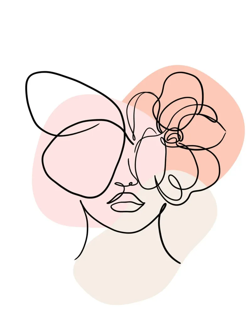 Donna nello stile di Line Art III poster con telaio in plastica da ArtDesign by KBK