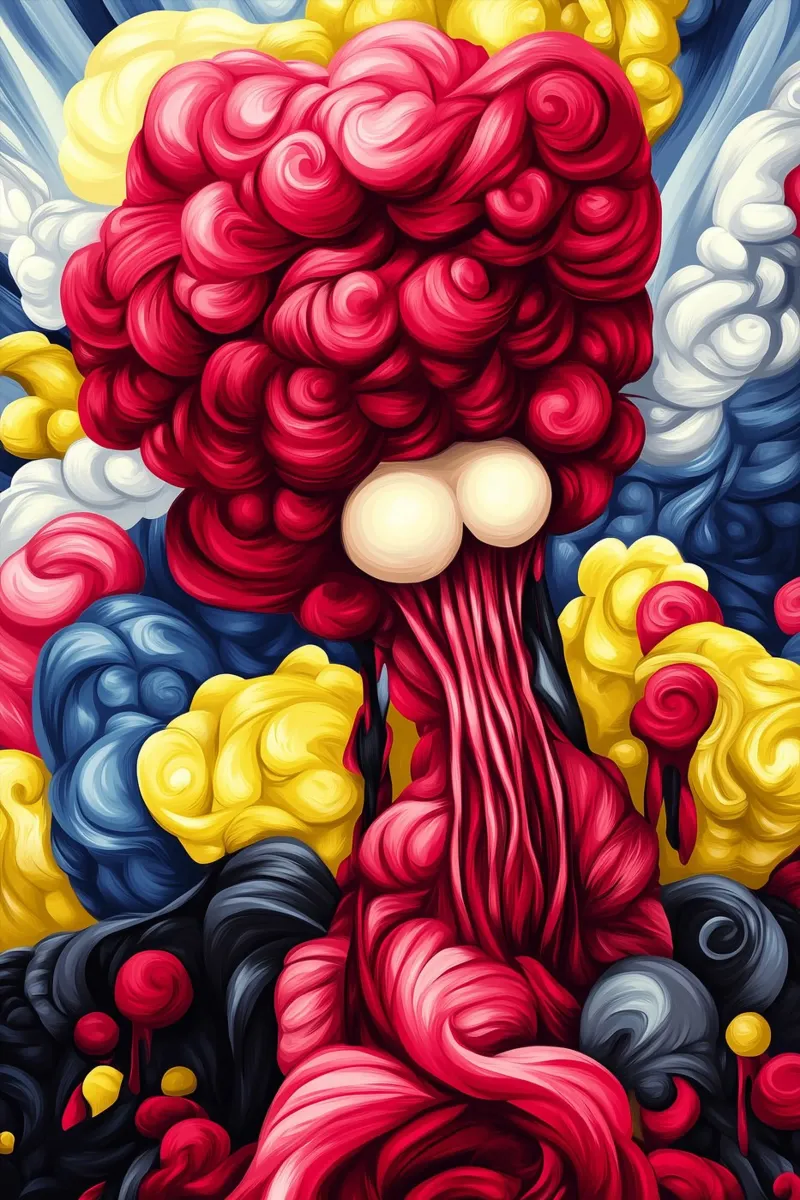 Explosie van kleuren in wervelende beweging poster met houten frame van melipo-art