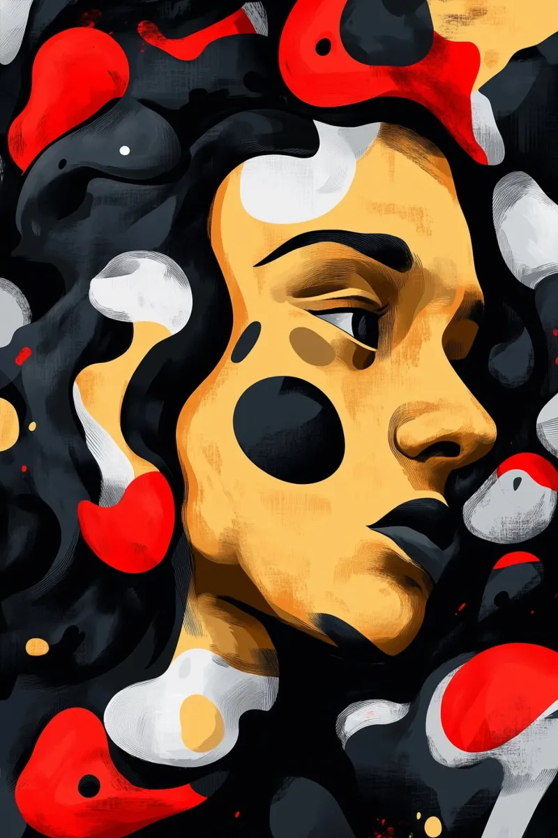 Swirls of colour and faces in the shade hahnemühle by melipo-art