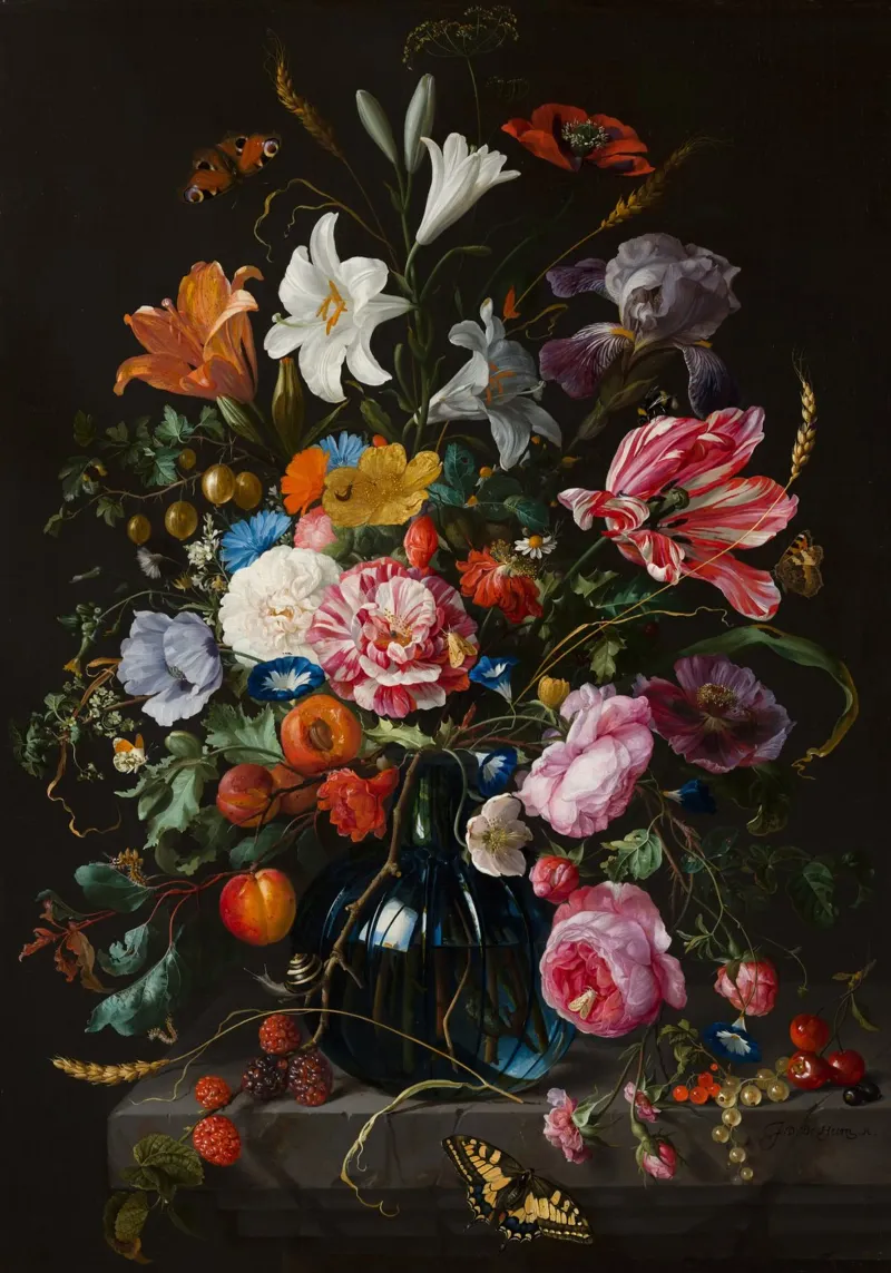 Jan Davidsz. de Heem Natura morta con fiori alluminio dibond da Timeless Artworks