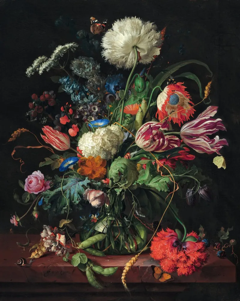 Jan Davidsz. de Heem Vaso di fiori pellicola backlit da Timeless Artworks