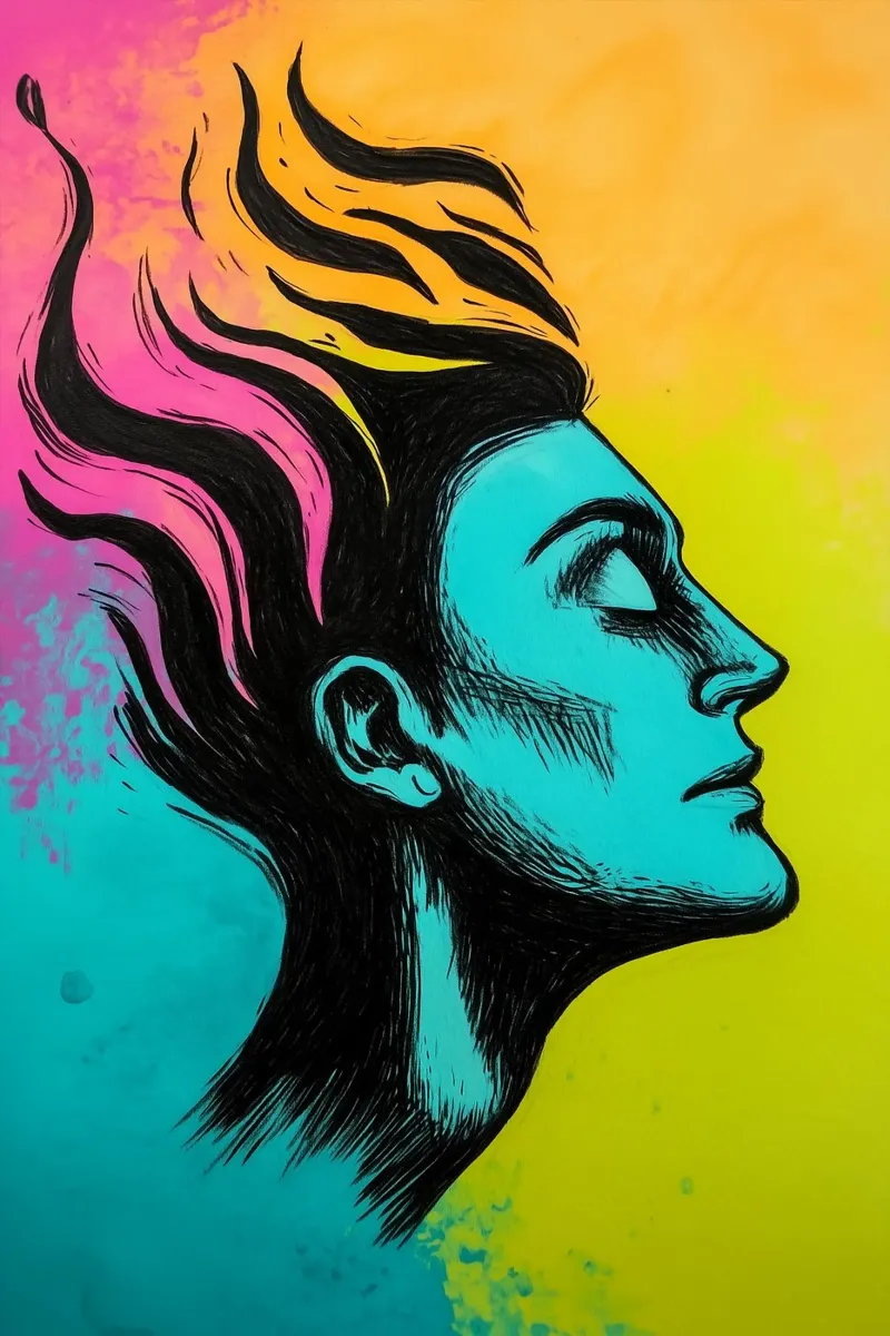 Fiamme colorate nel gioco della luce poster con telaio in legno da melipo-art