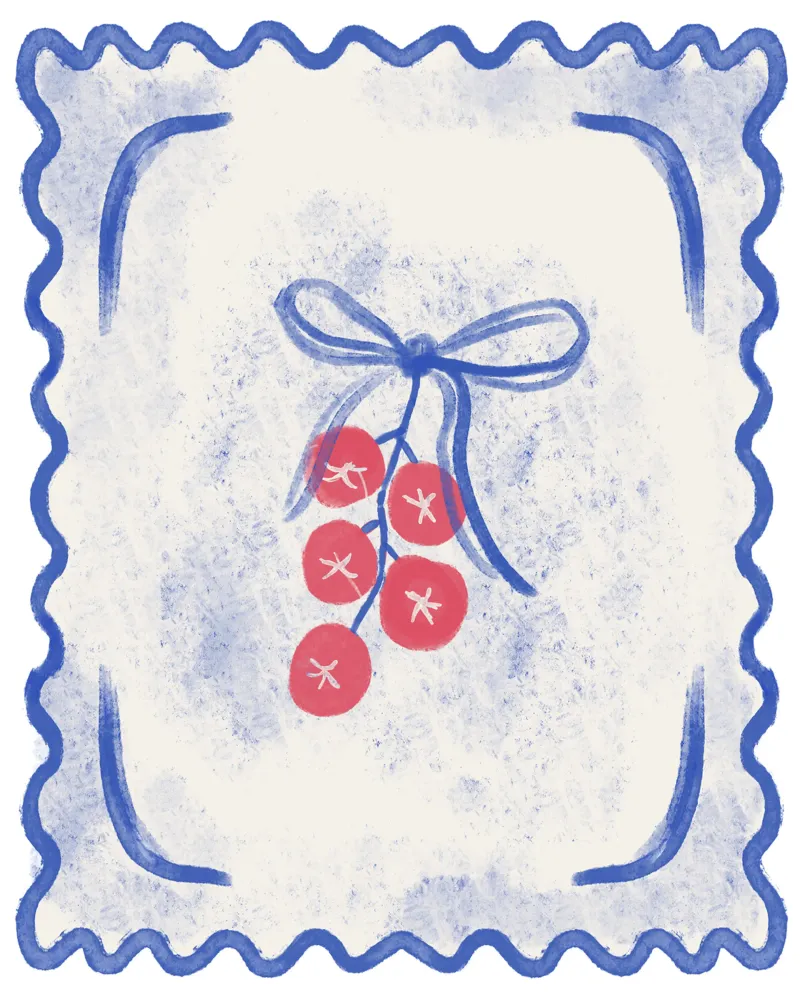 Ravioli Pomodoro - Red Tomatoes and Blue bow pellicola backlit da anisillustration