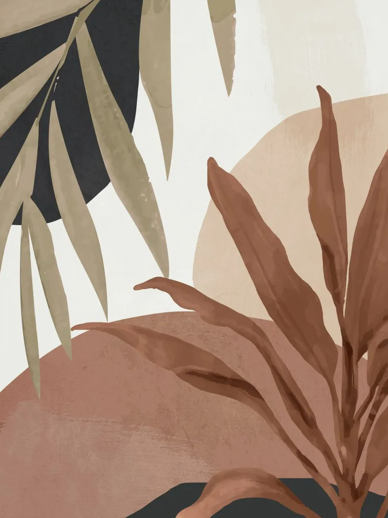 Abstract Art Tropical Leaves 4 Mocha Mousse alu-dibond by ThingDesign