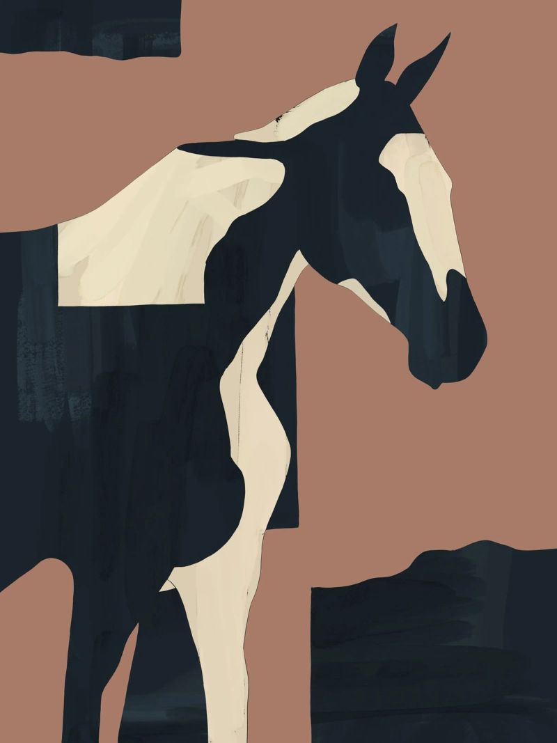 Abstract Minimal Horse Mocha Mousse poster by ThingDesign