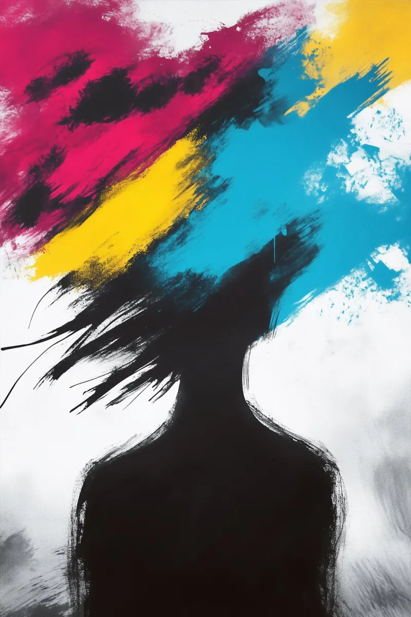 Colour explosion in the shade - silhouette in contrast canvas by melipo-art