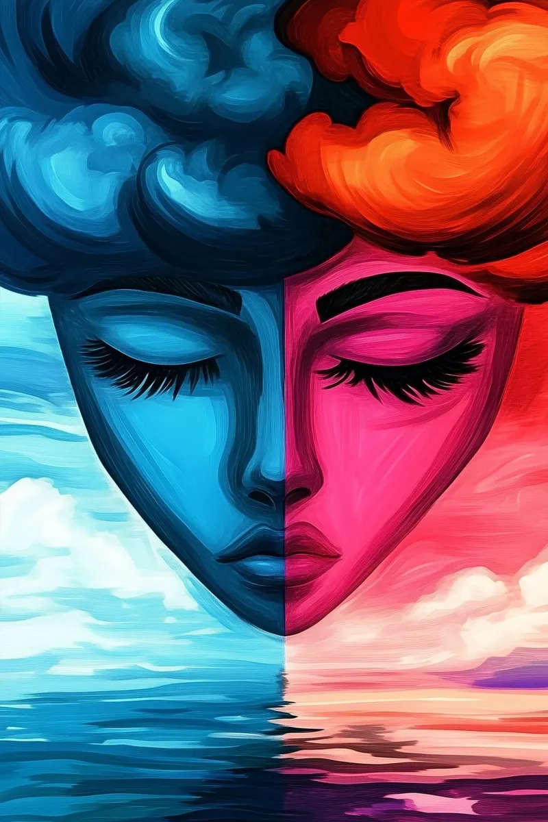 Specchio del cielo - fuoco e ghiaccio in equilibrio poster con telaio in plastica da melipo-art