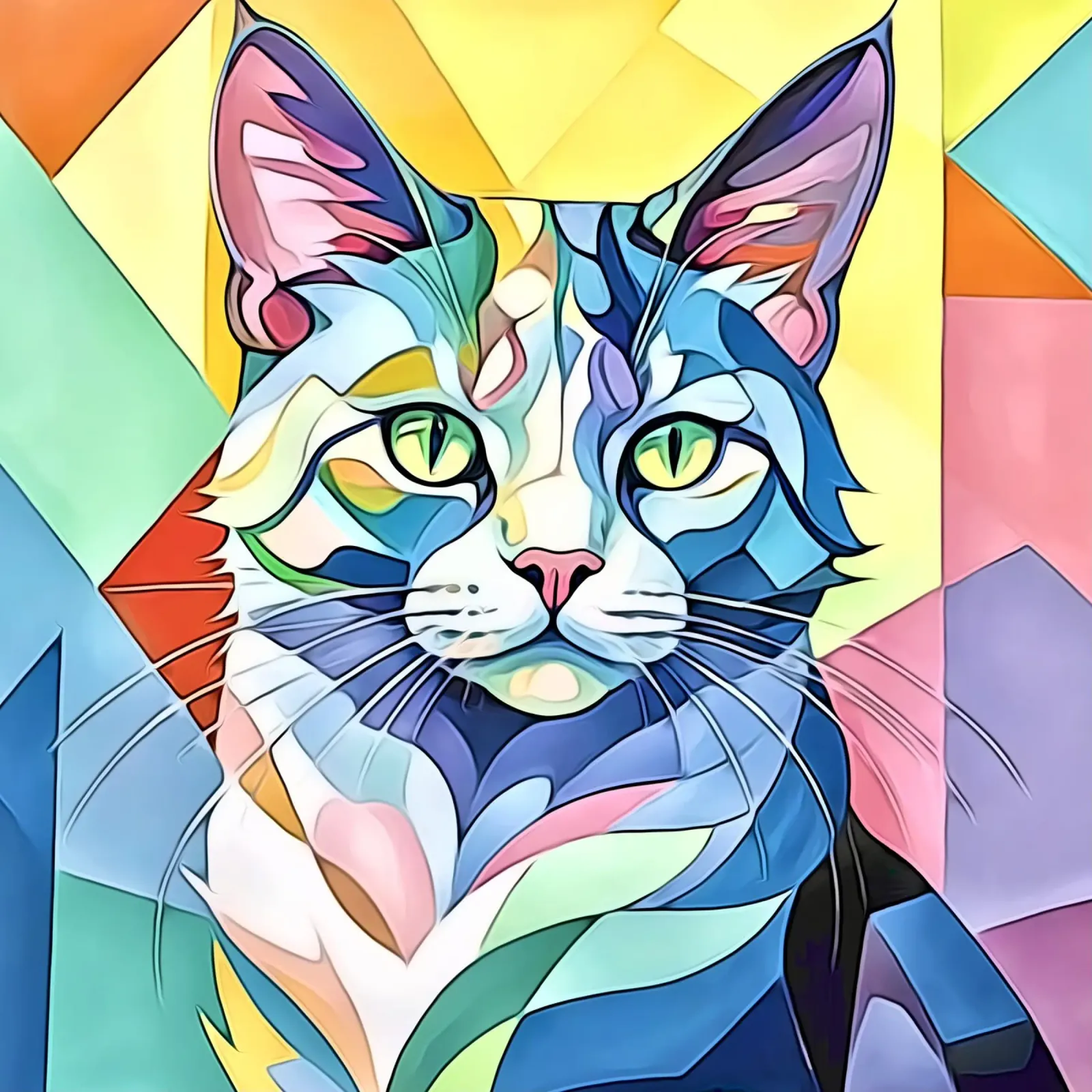 Gatto in pastello #1 poster con telaio in plastica da ZAMART