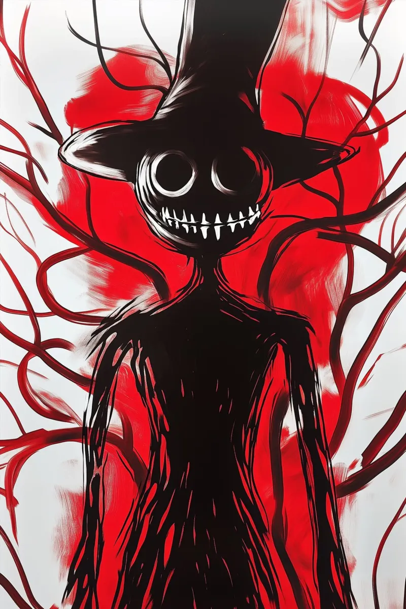 The laughing shadow in the red forest canvas by melipo-art