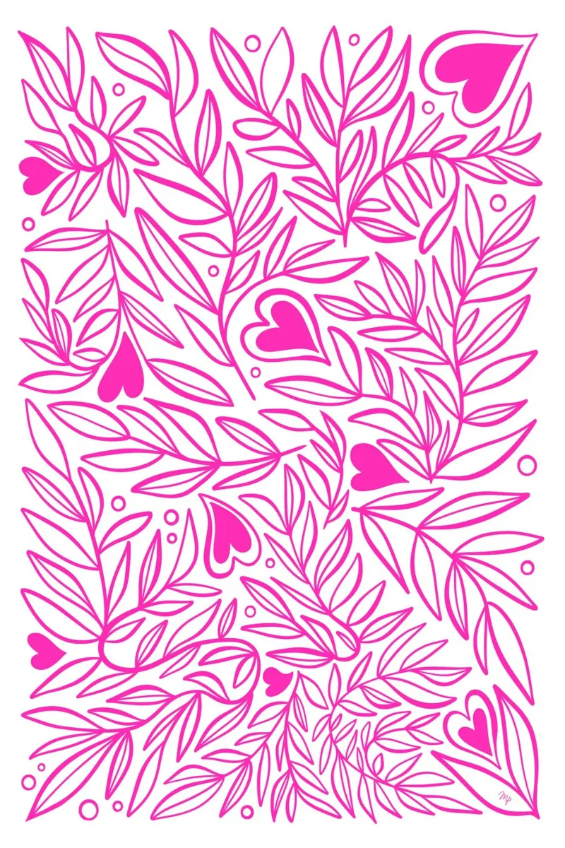 Piante dell'amore rosa poster con telaio in plastica da Martina