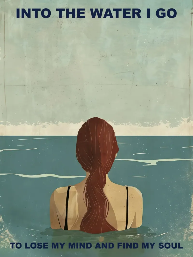 Into the Water I go, Citazione di Typography Girl pellicola backlit da Peaches Art Prints
