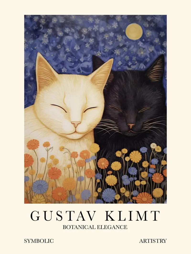 Gustav Klimt, Gatti addormentati Poster del museo poster con telaio in alluminio da Peaches Art Prints