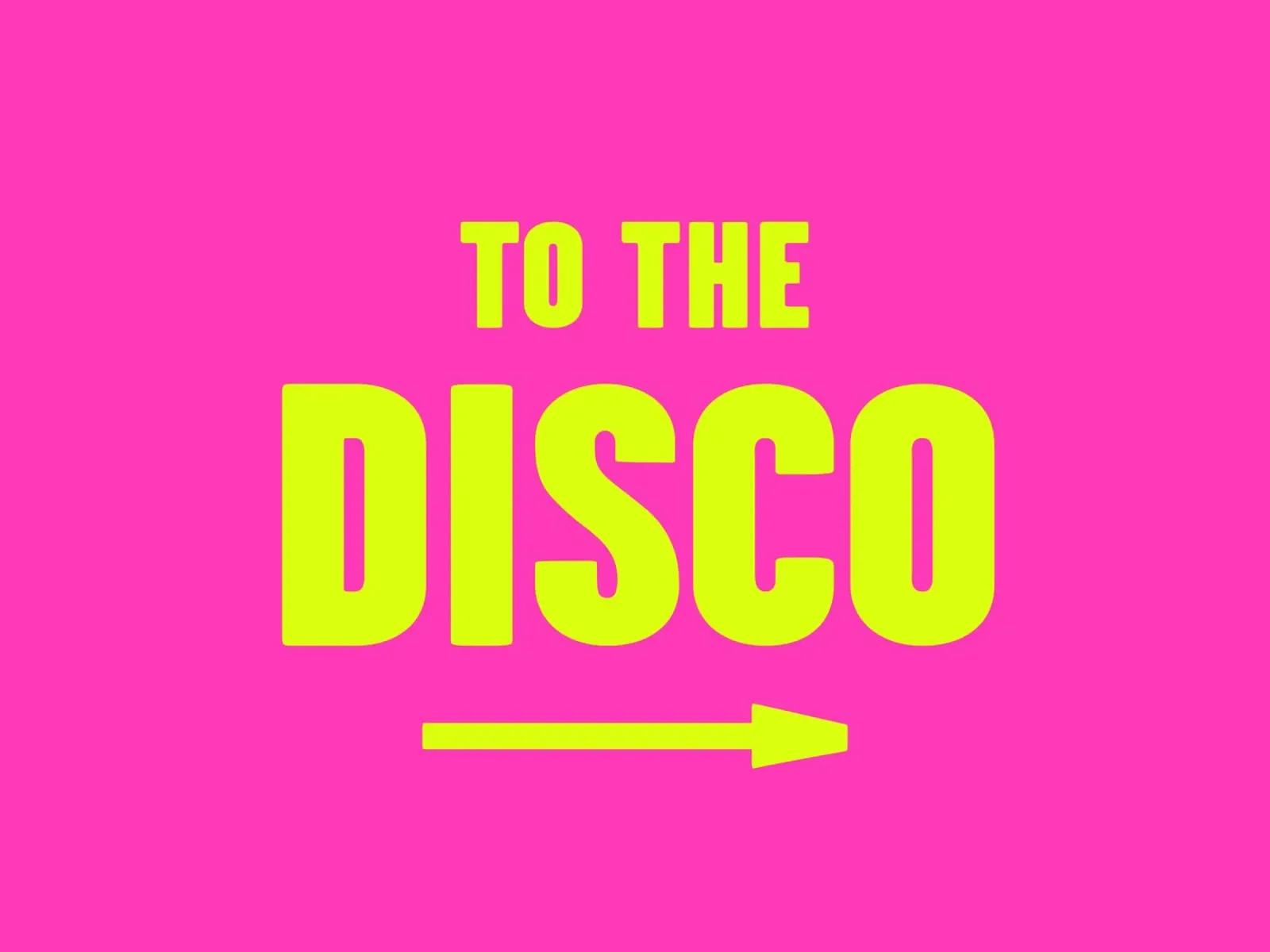 Stampa d'arte al neon rosa e giallo di To The Disco Arrow Sign pellicola backlit da Peaches Art Prints