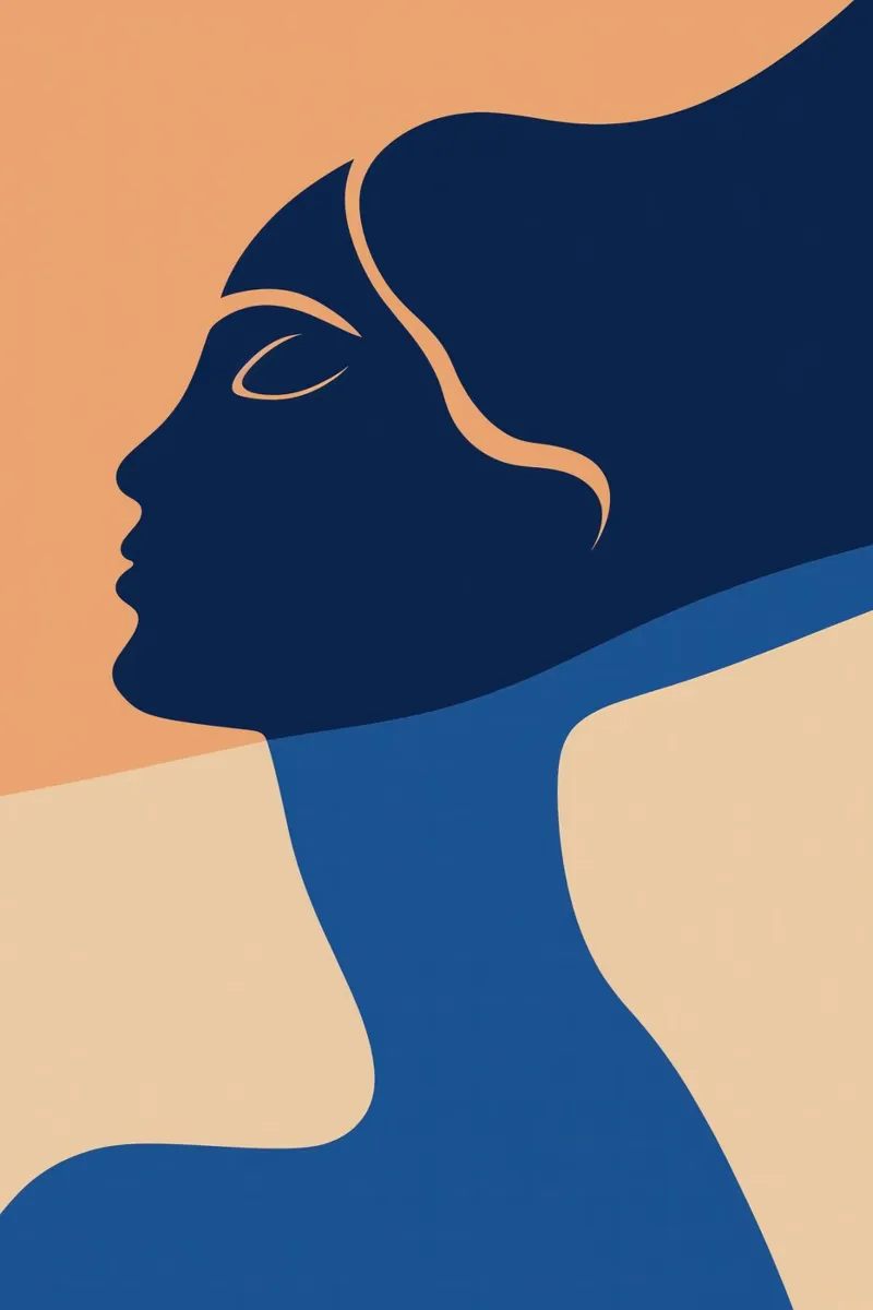 Portrait Blaue Frau im Wasser | Inspiriert von H. Matisse Poster von Autofocus