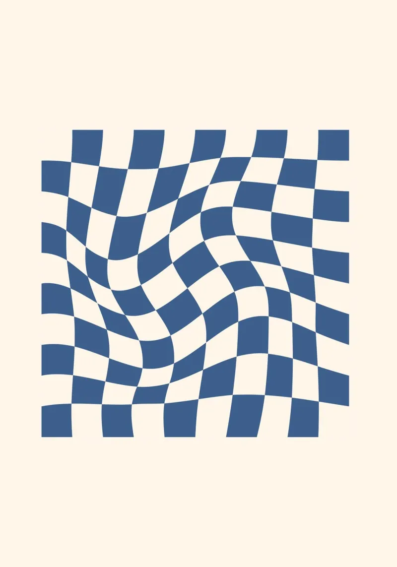 Checkered Elegance | Blue & Beige carta hahnemühle da PrintCessStudio