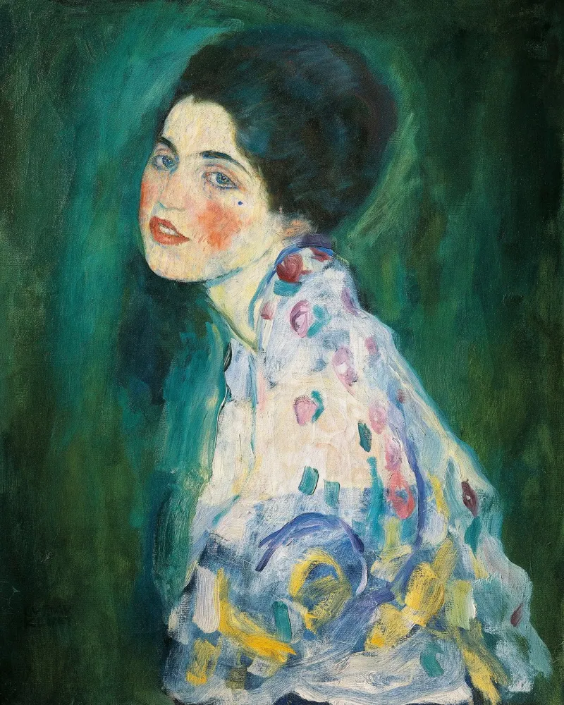 Gustav Klimt - Ritratto di signora poster con telaio in alluminio da Timeless Artworks