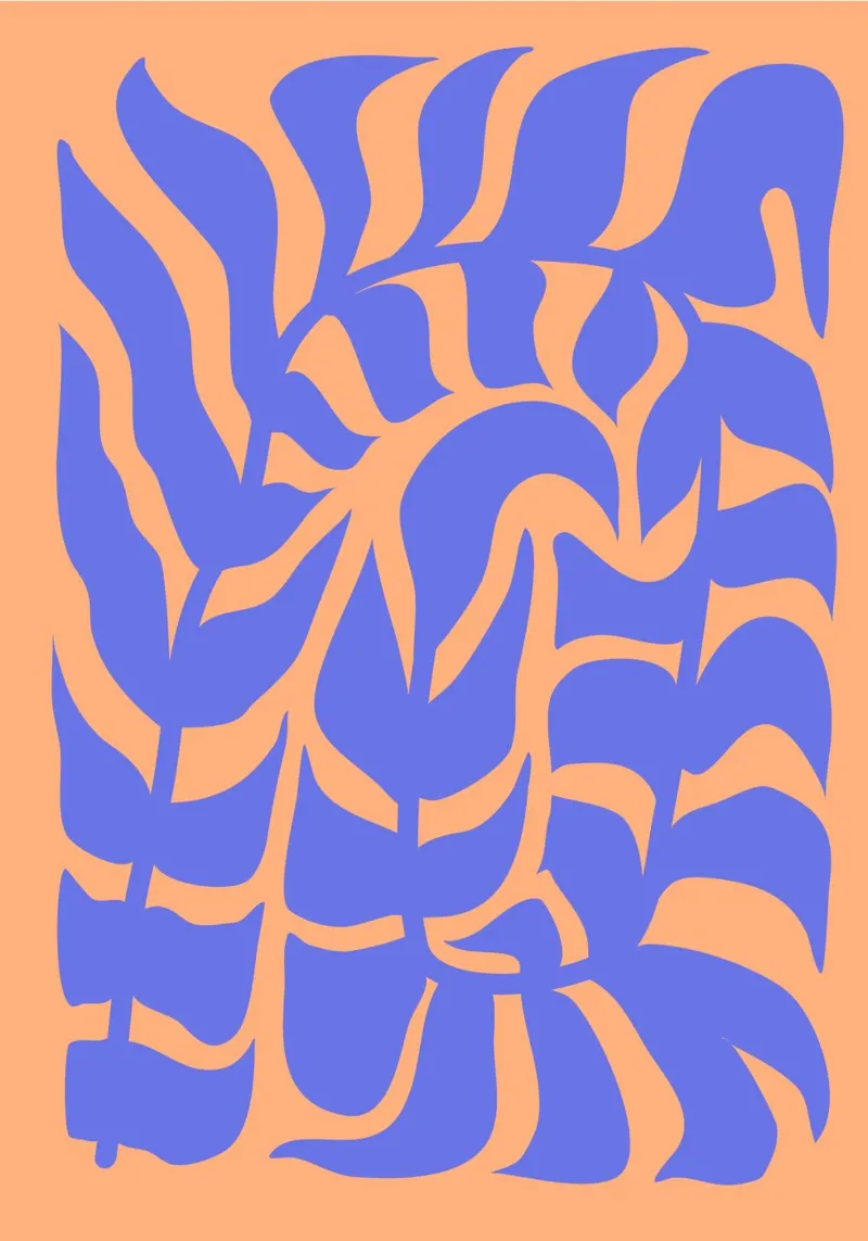 Vivid Harmony: Blue Leaf & Fiery Glow | Design Art pellicola backlit da PrintCessStudio