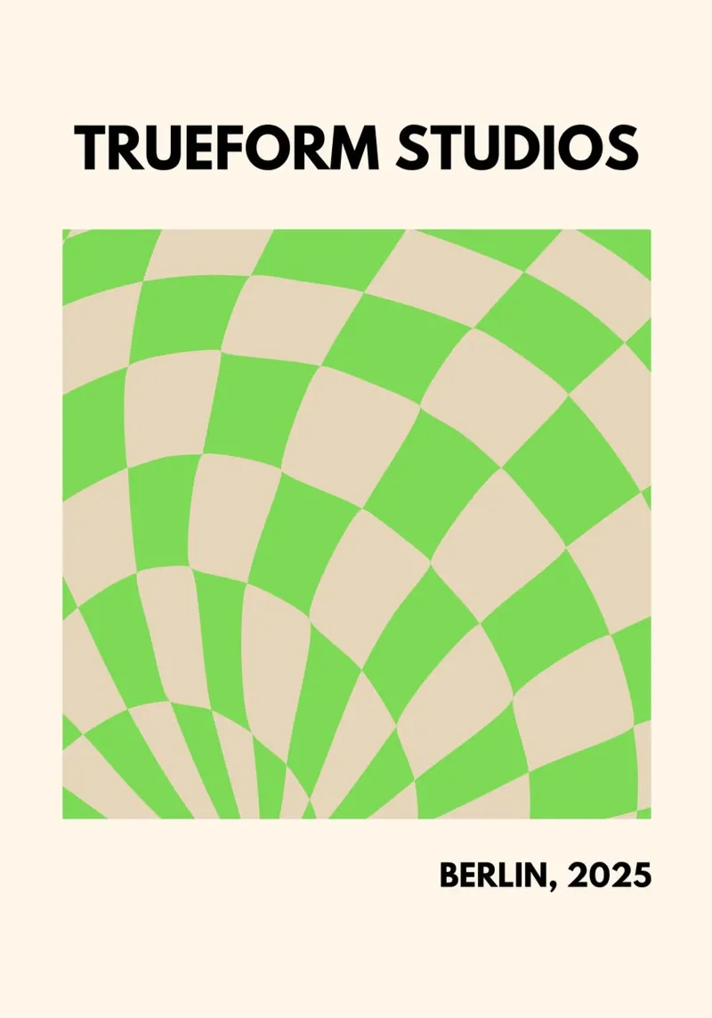 Green Checkered Vibes – Modern Design poster with wooden frame by PrintCessStudio