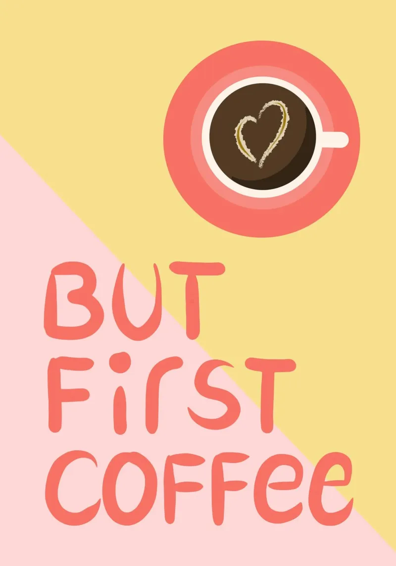 Ma prima il caffè - giallo/rosa - caffè, cucina carta hahnemühle da keinkonzept