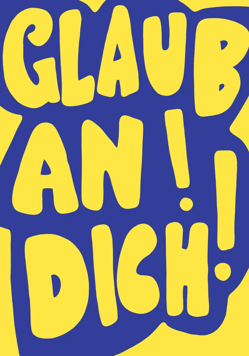 Glaub an dich - blau/gelb poster con telaio in alluminio da keinkonzept