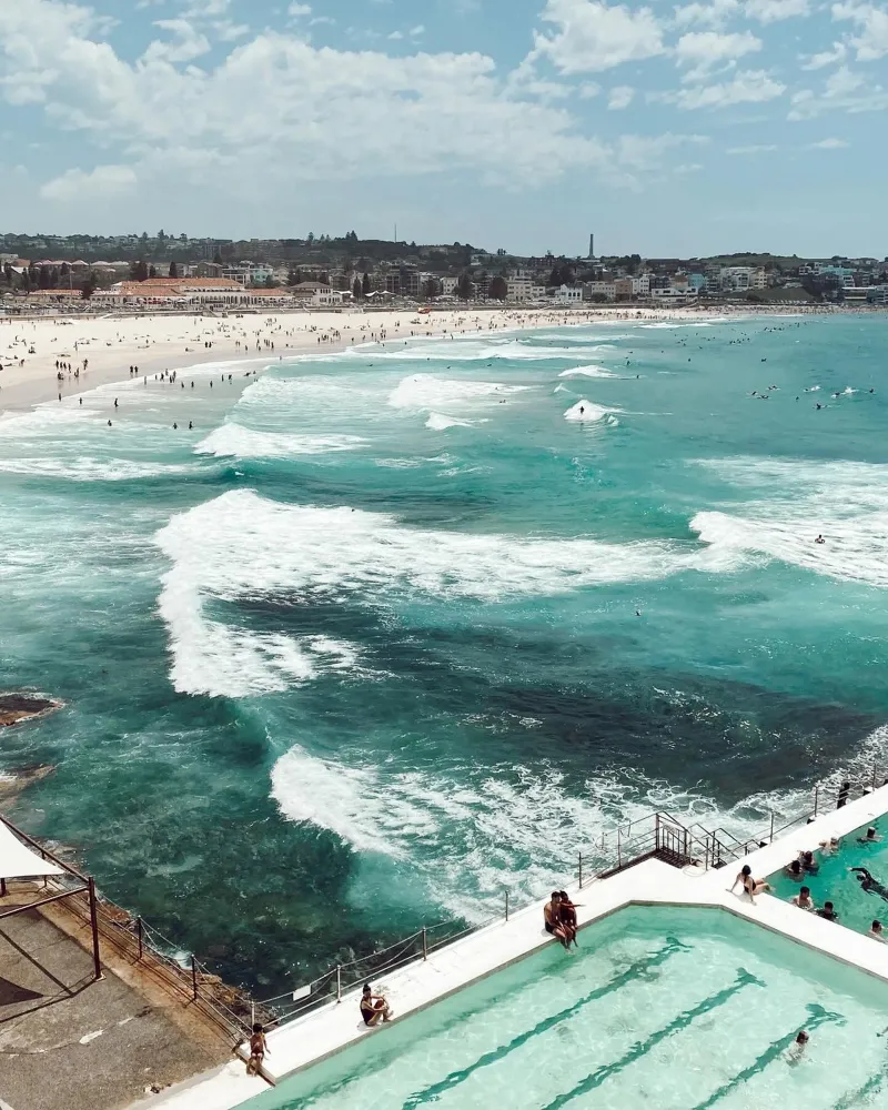 Bondi Beach, Sydney Australia, poster murale di viaggio tela con Cornice a cassetta da TheTravelClub