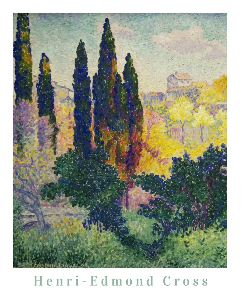 Henri Edmond Cross, kleurrijke print, landschapskunst canvas met Baklijst van ArtHaus