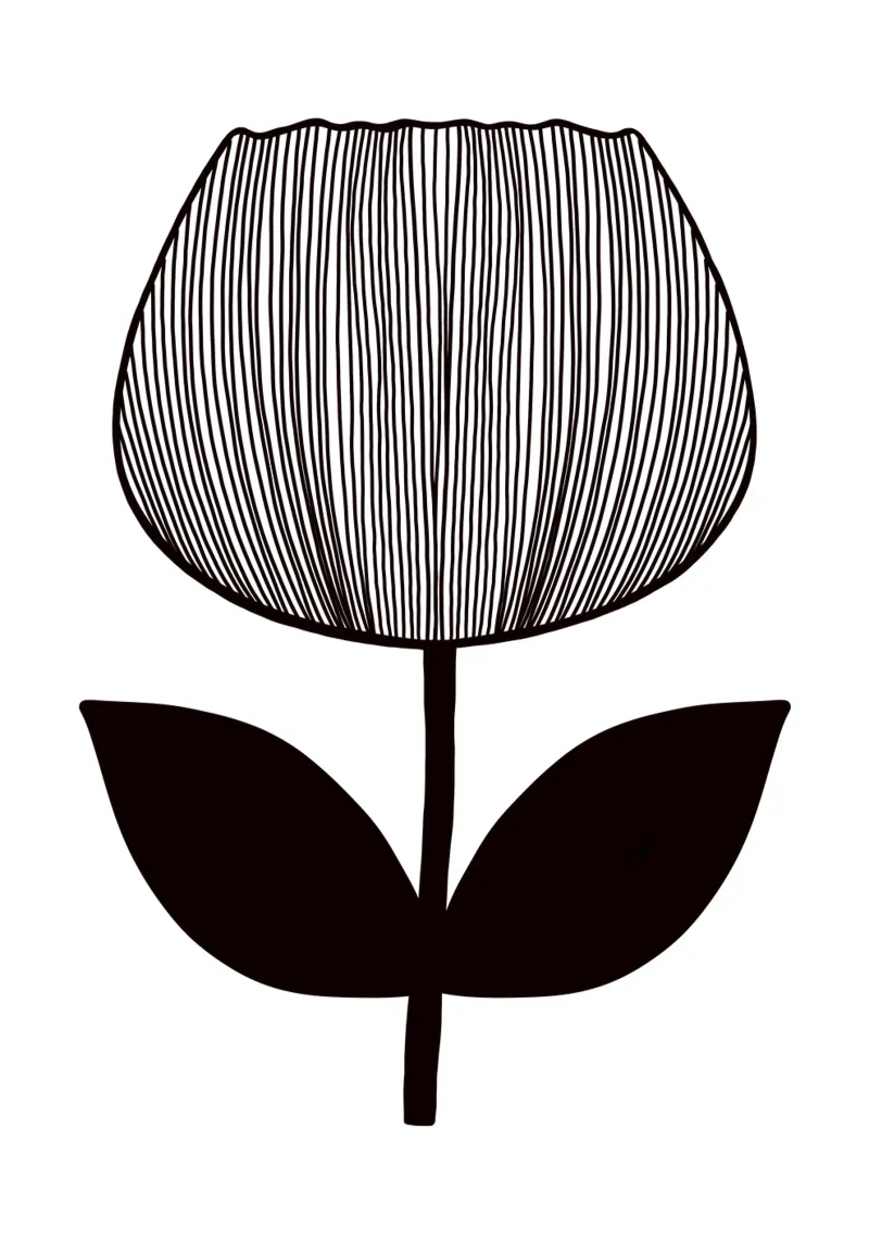 Tulip Line Art Linienzeichnung - Mid Century pellicola backlit da BAINAI