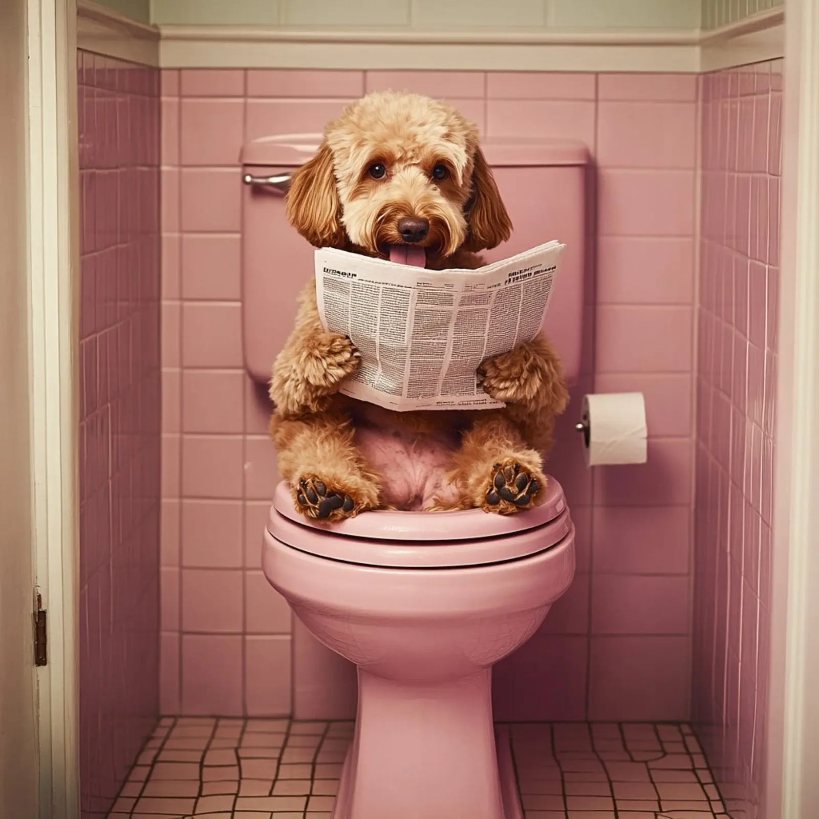 Labradoodle liest Zeitung plexiglass da NORDLICHT DESIGNS