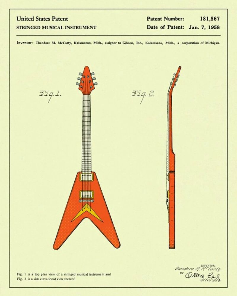 Guitar Patent (1958) poster by Jazzberry Blue
