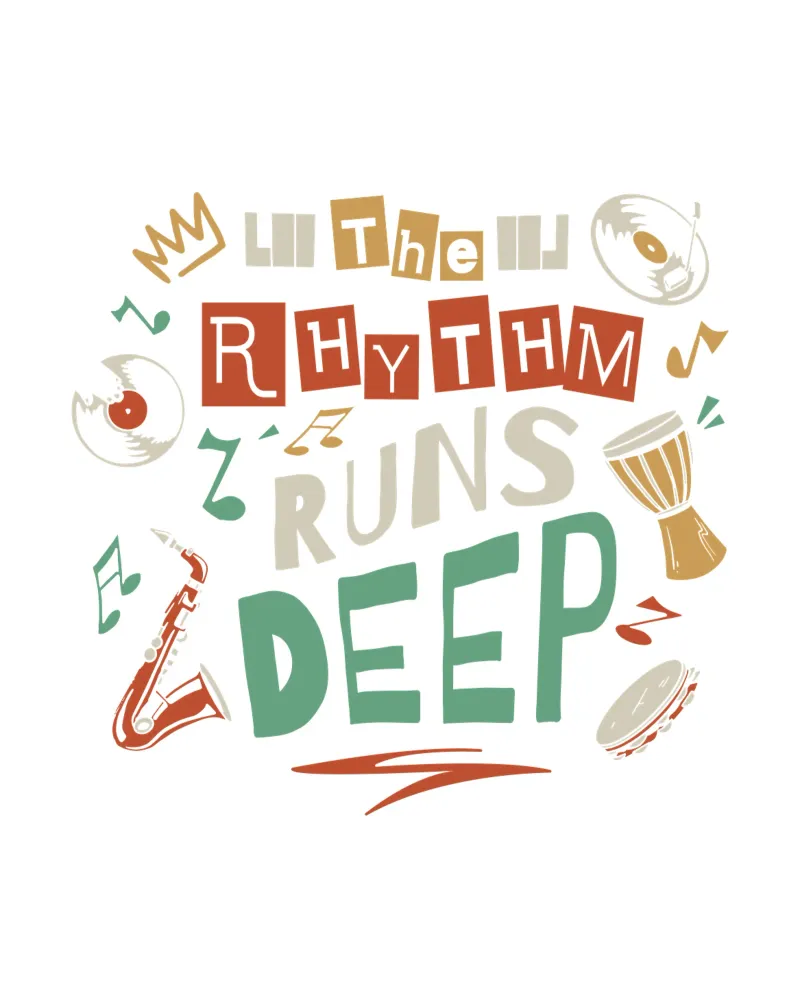 deep musical rhythm poster with wooden frame by 🥝 KIWI STORE