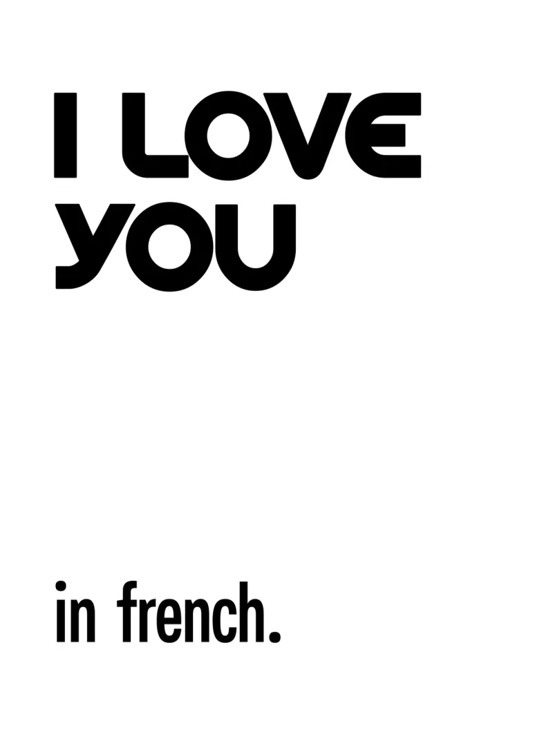 Ti amo in francese tipografico pellicola backlit da YV TYPOGRAPHY