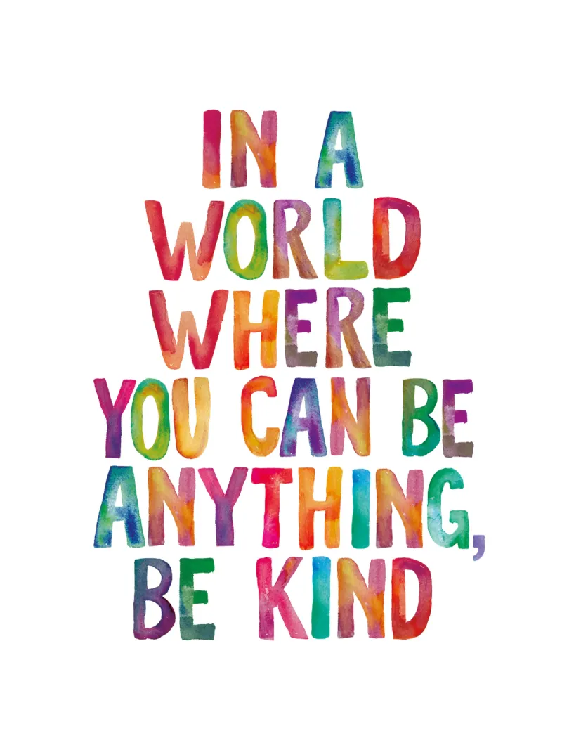 In a World Where You Can Be Anything Be Kind Typography canvas by THE MOTIVATED TYPE