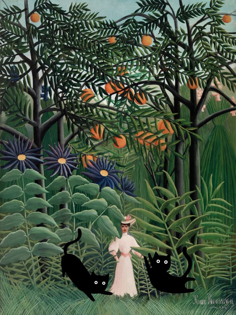 Henri Rousseau Woman, Exotic Forest with Black Cats poster by Peaches Art Prints