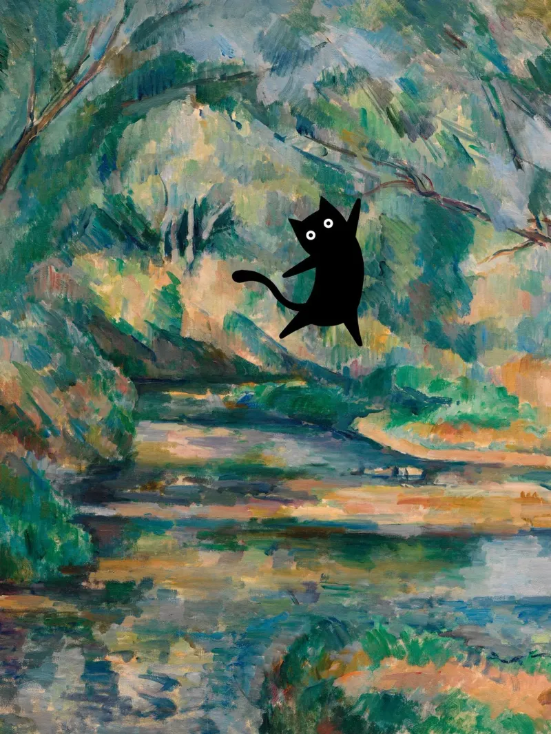 Paul Cezanne, Il ruscello con il gatto nero poster da Peaches Art Prints