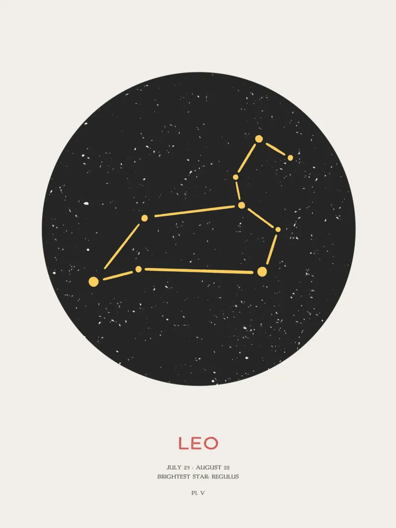 Leo - Constellation of the zodiac canvas with Floater frame by Vintagrafica