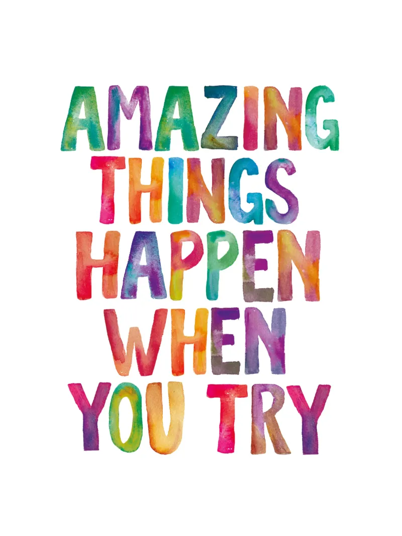Amazing Things Happen When You Try Rainbow Typography Design canvas by THE MOTIVATED TYPE