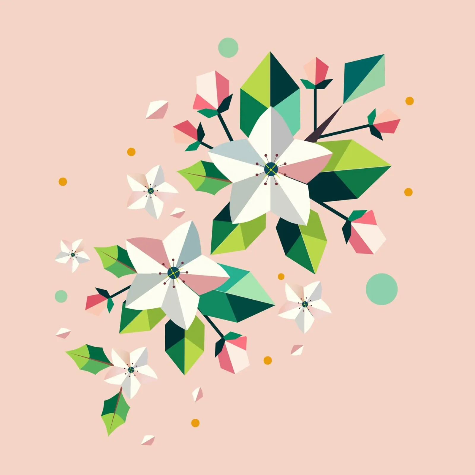 Ramo geometrico di fiori di melo - Eleganza primaverile pellicola backlit da namosh