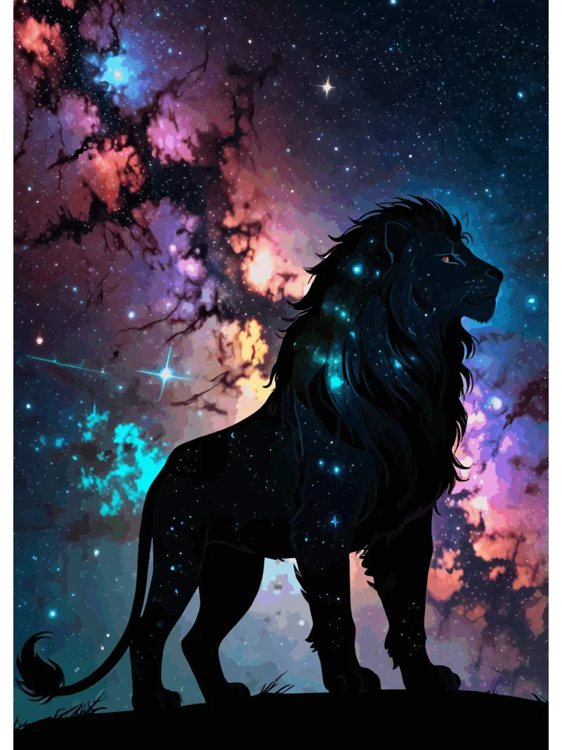 Cosmic Lion: King of the Galaxy canvas with Floater frame by artdesign1985