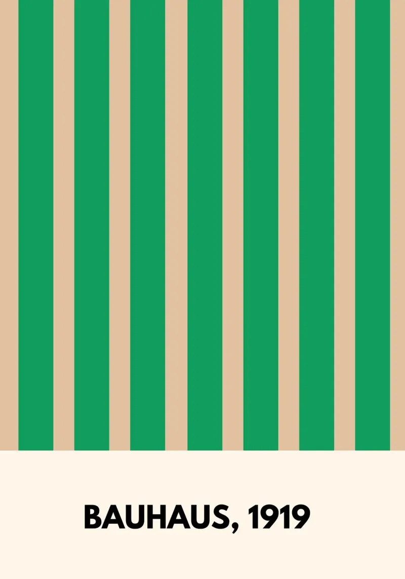 Bauhaus Balance | Green & Beige Geometric Art Print poster met kunststof frame van PrintCessStudio