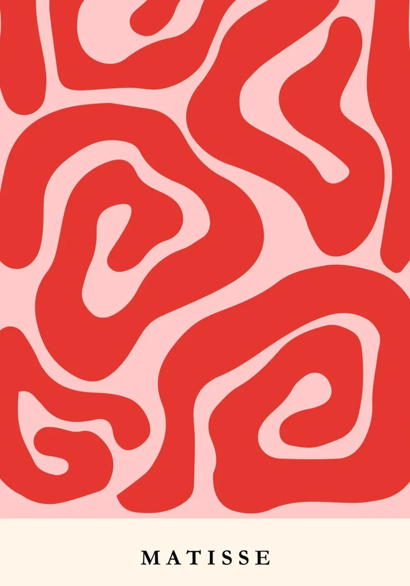 Red Swirls | Matisse-Inspired Abstract Art Print pellicola backlit da PrintCessStudio